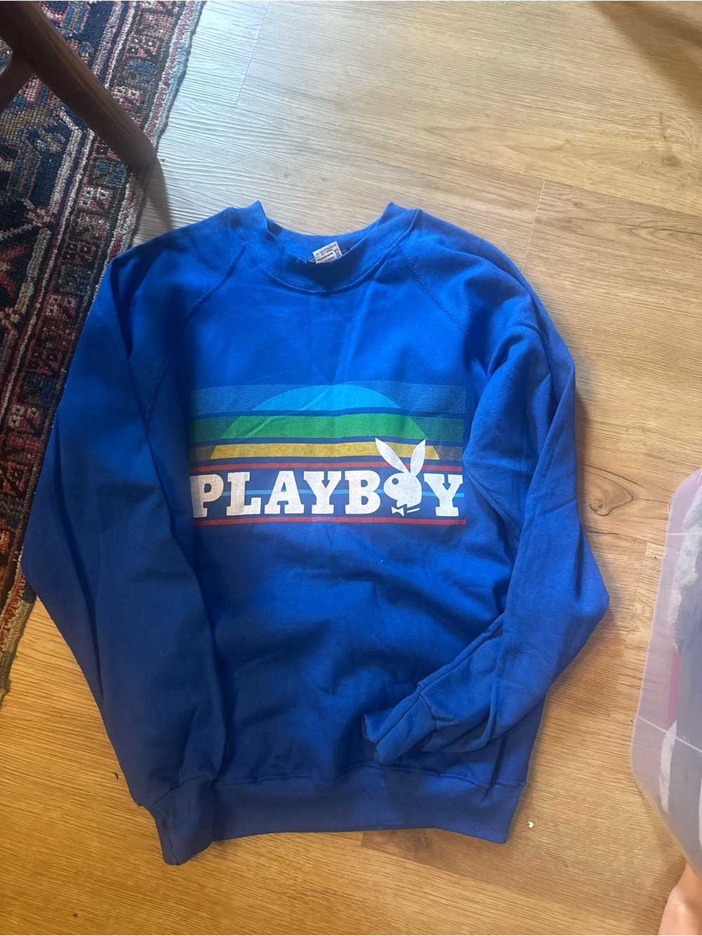 Playboy Blue Graphic Crewneck Sweatshirt exceptionally RARE made in USA